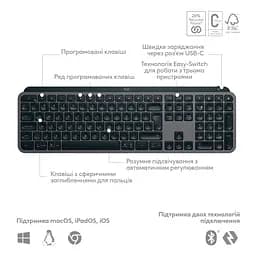 Клавіатура  Logitech MX Keys S Graphite (920-011593) - мініатюра 2