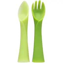 Виделка і ложка Olababy перші, зелена (30600)