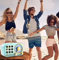 Портативний акумуляторний Bluetooth мінірадіолет Feegar Retro Blue 5W ретро FM радіо - мініатюра 2