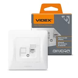 Розетка Videx Binera CAT3 одинарна телефонна біла (VF-BNSK1TF3-W)