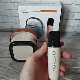 Дитяча Bluetooth колонка з мікрофоном 5Вт RGB підсвічування Міні караоке 2000mAh K12 Бежевий - мініатюра 6