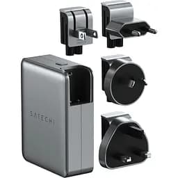Мережевий зарядний пристрій Satechi 145 Вт USB-C 4-Port PD GaN Travel Space Gray з комплектом адаптерів для подорожей (ST-W145GTM) - мініатюра 3