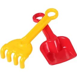 Набір для піску ТехноК Лопатка та граблі жовтий з червоним (1363)