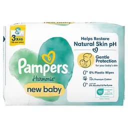 Набір дитячі вологі серветки Pampers Harmonie New Baby Aloe Vera 138 шт. (3 уп. по 46 шт.) - мініатюра 2
