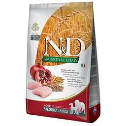 Сухий корм для дорослих собак середніх та великих порід Farmina N&D Low Grain Dog Chicken&Pomegranate Adult Medium&Maxi, курка та гранат, 2,5 кг