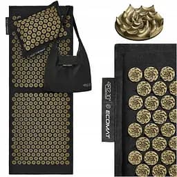 Килимок акупунктурний 4FIZJO Eco Mat Аплікатор Кузнєцова з подушкою 130 x 50 см Black/Gold 4FJ0291 (P-5907739313591) - мініатюра 2