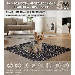 Багаторазова підстилка Giselle  60х60 см пелюшка для собак, суперпоглинаюча, непромокаюча, антизапах 5004007 - мініатюра 2