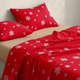 Дитяча постільна білизна фланель Cosas SNOWFLAKES CRANBERRY CS5 110х140см (Flannel_SnowflakesCranberry_El80-12Caramel_140) - мініатюра 2