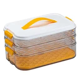 Контейнер для зберігання та заморожування продуктів триярусний 32*21*16,5 см, помаранчевий TS Kitchen HP50657