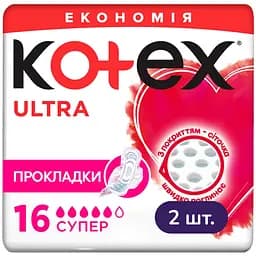 Гигиенические прокладки Kotex Ultra Dry Super Duo 32 шт. (2 уп. x 16 шт.)