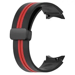Ремінець для Samsung Galaxy Watch 4 Classic 46mm - чорно-червоний ширина кріплення 20мм силікон Watchbands Cls-line-black (W36-2WB87751991) - мініатюра 3