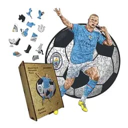 Дерев'яний фігурний пазл Ерлінг Голанд, А2, Картонна коробка 300+ елементів