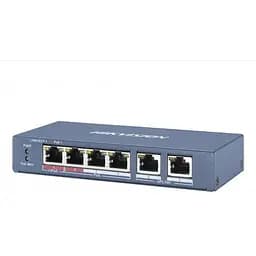 Коммутатор Hikvision PoE DS-3E0106HP-E 4x10/100 PoE 2хRJ45 Uplink 145х68.45х25.6 мм Black
