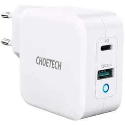 Сетевое зарядное устройство Choetech PD 65W GaN Mini Fast Charger White (PD8002-EU-WH) [100840]