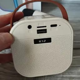 Дитяча Bluetooth колонка з мікрофоном 5Вт RGB підсвічування Міні караоке 2000mAh K12 Бежевий - мініатюра 4