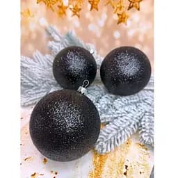 Набір ялинкових куль Блиск 100 мм 6 шт Чорний