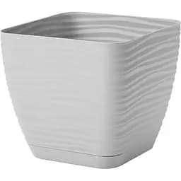 Горщик для квітів Form-Plastic Sahara mini квадро-17 з підставкою 3 л сірий (3630-055)