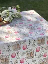 Водовідштовхувальна Скатертина Великодня пасочка (рожева) 160х120 см
