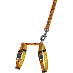 Шлея для котів та собак дрібних порід BronzeDog Urban Fruits Пончики з повідцем XS 18-27 см