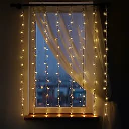 Новогодняя гирлянда штора GarlandoPro 2х2 м 80 LED комнатная белый провод Желтый свет ZWM2280LEDY