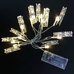 Світлодіодна гірлянда One Led прищіпки для фото 10 led батарейка 2 шт оптом - мініатюра 3