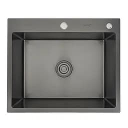Кухонная мойка Gappo GS6050-6 накладная 600x500 мм, нержавеющая сталь, поверхность PVD, Черный