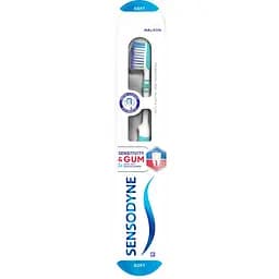Зубная щетка Sensodyne Чувствительность зубов и защита десен, мягкая, белый с голубым