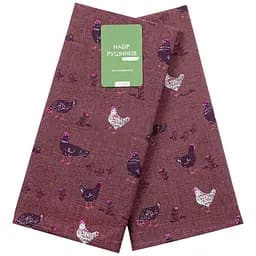 Набір кухонних рушників Home Line Прогулянка з курчатами 40x60 см 2 шт. бордовий (182685)