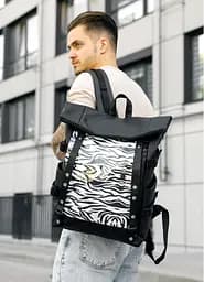 Рюкзак чоловічий Sambag RollTop Hacking чорний принт "Zebra" 41 х 30 х 16 см (24460146m)