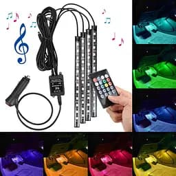 Подсветка автомобильная LED RGB, с микрофоном, пультом и подключением в прикуриватель 12V