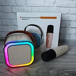 Дитяча Bluetooth колонка з мікрофоном 5Вт RGB підсвічування Міні караоке 2000mAh K12 Бежевий - мініатюра 9