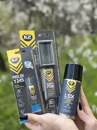 Набір для ремонту та обслуговування авто 3 в 1 K2: мастило для замків, клей для пластику, фіксатор різьби