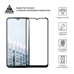 Захисне скло для TECNO POP 6 Pro (BE8), Full Glue, 2.5D, на весь екран, глянцеве, загартоване 9H, повне проклеювання по всій поверхні, з чорною рамкою, протиударне, ArmorStandart (ARM64794) - мініатюра 2