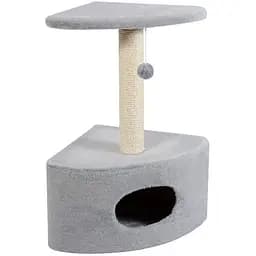 Дряпка Природа Д11у для котів кутова з будкою сіра 39x39x65 см