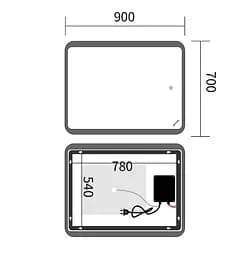 Дзеркало Mixxus Premium OLIVARY MR19-90x70-REVERSE (LED Touch, Anti-fog (3-6,5kK)) (MP6630) - мініатюра 5