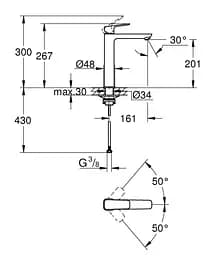 Змішувач для умивальника XL-розміру Grohe Cubeo 1017292430 Чорний матовий - мініатюра 4