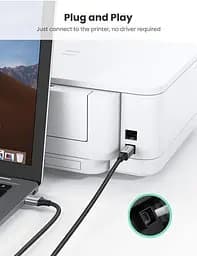Кабель UGREEN US369 USB 2.0 to USB type B USB Printer Cable для принтерів, сканерів, БФП 1.5 м Black (80802) - мініатюра 5
