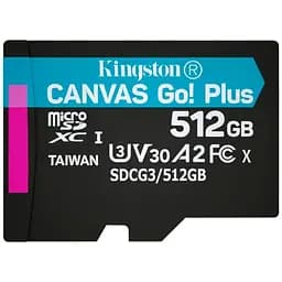 Карта памяти KINGSTON microSDXC Canvas Go Plus 512Gb Class 10 UHS-I/U3 (SDCG3/512GBSP) без SD адаптера [70328]