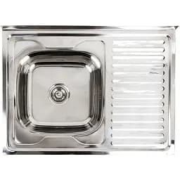 Кухонна мийка Platinum 8060 L з нержавіючої полірованої сталі 0.7 мм прямокутна 80x60 см (SP000000580)