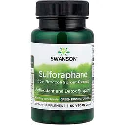 Натуральна добавка Swanson Sulforaphane from Broccoli Sprout Extract 400 мкг 60 веганських капсул