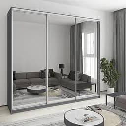 Шкаф-купе трехдверный MebelStar Комбо AL 3 Зеркала 260x45x240 см Антрацит (MBS-2186)