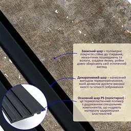 Рейка декоративна Wall Sticker PS 2900х120х12 мм Сіро-коричневий із золотими вкрапленнями SW-00002138 - мініатюра 2