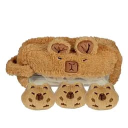 Косметичка для косметики женская меховая мягкая коричневая Капибара