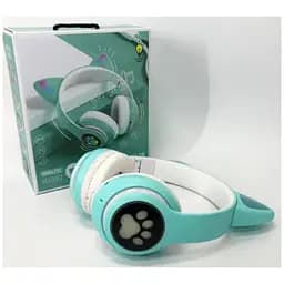 Бездротові дитячі навушники Cat Ear STN-28 Bluetooth з котячими вушками, що світяться бірюзові - мініатюра 8