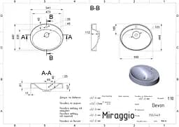 Умивальник Miraggio DEVON (0001078) Mirasoft, Матовий, Врізний, Білий - мініатюра 2