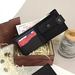 Подарунковий набір чоловічий  Handycover №47 (чорний) гаманець і обкладинка на паспорт в коробці - мініатюра 3