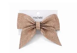 Заколка Бант с мелкими блестящими стразами металлический зажим Золотистый