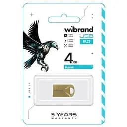 USB флеш накопичувач Wibrand 4GB Hawk Gold USB 2.0 (WI2.0/HA4M1G) - мініатюра 2