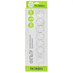 Мережевий фільтр живлення Patron 5m (SP-1065W), 6 розеток White (EXT-PN-SP-1065W) - мініатюра 2