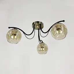 Люстра в чорному корпусі із 3-ма янтарними плафонами Line.F 7075/3 AB+BK+AB